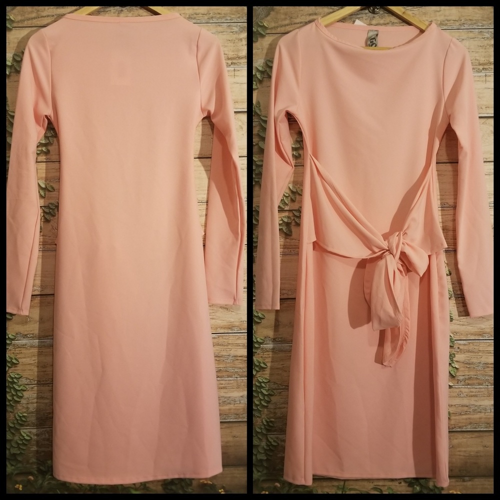 NWT Go Couture Long Sleeve Front Tie Dress Size M